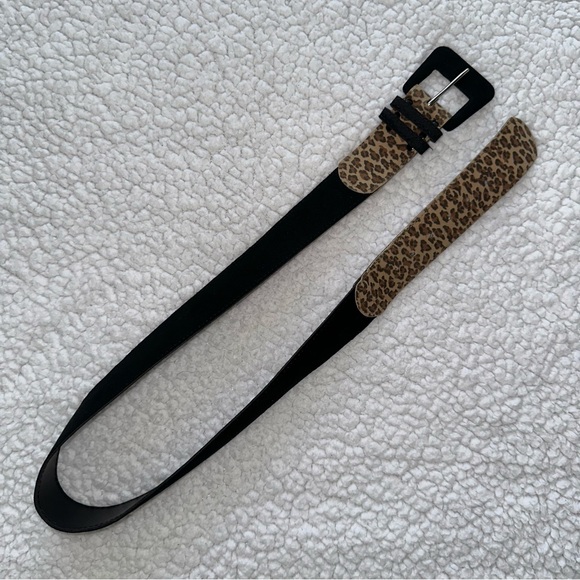 VTG Y2K leopard print black microsuede belt vintage made in USA size PM medium - Picture 9 of 9